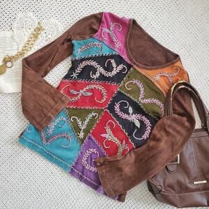 Unique patchwork embroidered colorful patch long sleeve